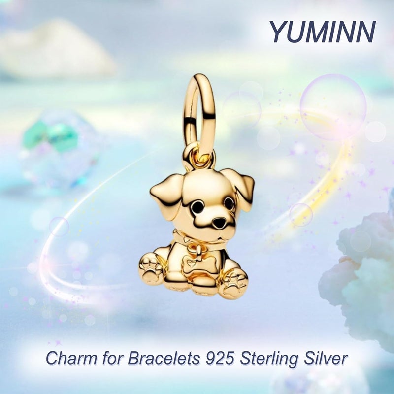 YUMINN 925 Sterling Silver Charms for Bracelets Gold Love and Heart Charms Cherry Blossom Dangle Beads Jewelry for Women - Image 2